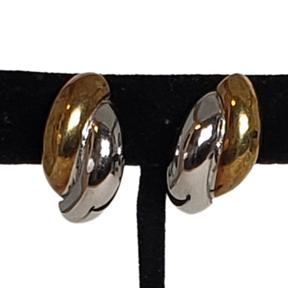 Vintage Christian Dior Two-Toned Gold and Sterling Silver Clip-On Earrings